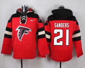 Wholesale Cheap Nike Falcons #21 Deion Sanders Red Player Pullover NFL Hoodie