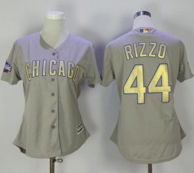 Wholesale Cheap Cubs #44 Anthony Rizzo Grey 2017 Gold Program Cool Base Women\'s Stitched MLB Jersey