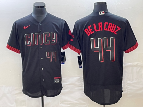 Wholesale Cheap Men\'s Cincinnati Reds #44 Elly De La Cruz Number Black 2023 City Connect Cool Base Stitched Jersey 2