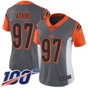 Wholesale Cheap Nike Bengals #97 Geno Atkins Silver Women\'s Stitched NFL Limited Inverted Legend 100th Season Jersey