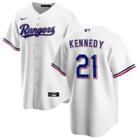 Cheap Men\'s Texas Rangers #21 Ian Kennedy White Cool Base Stitched Baseball Jersey