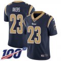 Wholesale Cheap Nike Rams #23 Cam Akers Navy Blue Team Color Men's Stitched NFL 100th Season Vapor Untouchable Limited Jersey