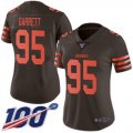 Wholesale Cheap Nike Browns #95 Myles Garrett Brown Women's Stitched NFL Limited Rush 100th Season Jersey