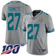 Wholesale Cheap Nike Jaguars #27 Leonard Fournette Silver Youth Stitched NFL Limited Inverted Legend 100th Season Jersey
