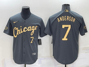 Wholesale Men's Chicago White Sox #7 Tim Anderson Number Grey 2022 All Star Stitched Cool Base Nike Jersey
