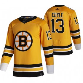 Wholesale Cheap Boston Bruins #13 Charlie Coyle Yellow Men\'s Adidas 2020-21 Reverse Retro Alternate NHL Jersey
