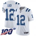 Wholesale Cheap Nike Colts #12 Andrew Luck White Men's Stitched NFL 100th Season Vapor Limited Jersey
