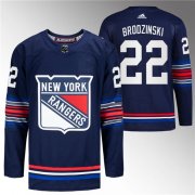 Cheap Men's New York Rangers #22 Jonny Brodzinski Navy Stitched Jersey