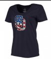 Wholesale Cheap Women's San Diego Padres USA Flag Fashion T-Shirt Navy Blue