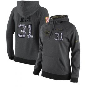 Wholesale Cheap NFL Women\'s Nike Dallas Cowboys #31 Byron Jones Stitched Black Anthracite Salute to Service Player Performance Hoodie