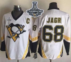 Wholesale Cheap Penguins #68 Jaromir Jagr White CCM Throwback 2017 Stanley Cup Finals Champions Stitched NHL Jersey