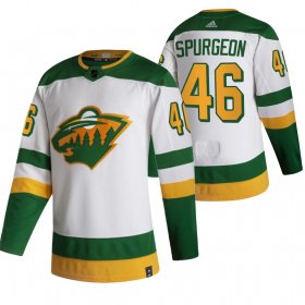 Wholesale Cheap Minnesota Wild #46 Jared Spurgeon White Men\'s Adidas 2020-21 Reverse Retro Alternate NHL Jersey