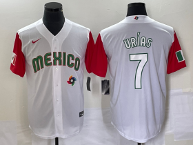 Wholesale Cheap Men\'s Mexico Baseball #7 Julio Urias Number 2023 White Red World Classic Stitched Jersey 39