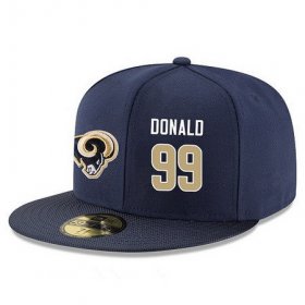 Wholesale Cheap Los Angeles Rams #99 Aaron Donald Snapback Cap NFL Player Navy Blue with Gold Number Stitched Hat