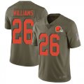 Wholesale Cheap Nike Browns #26 Greedy Williams Olive Men's Stitched NFL Limited 2017 Salute To Service Jersey