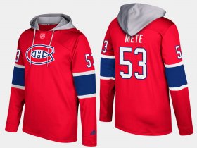 Wholesale Cheap Canadiens #53 Victor Mete Red Name And Number Hoodie