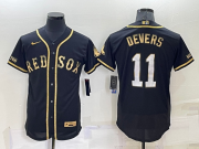 Wholesale Men's Boston Red Sox #11 Rafael Devers Black Gold Stitched MLB Flex Base Nike Jersey