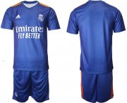 Wholesale Cheap Men 2021-2022 Club Real Madrid away blue blank Adidas Soccer Jersey