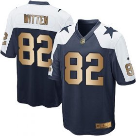 Wholesale Cheap Nike Cowboys #82 Jason Witten Navy Blue Thanksgiving Throwback Youth Stitched NFL Elite Gold Jersey