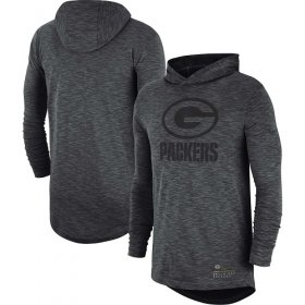 Wholesale Cheap Men\'s Green Bay Packers Nike Heathered Charcoal Fan Gear Tonal Slub Hooded Long Sleeve T-Shirt