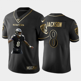 Cheap Baltimore Ravens #8 Lamar Jackson Nike Team Hero 7 Vapor Limited NFL 100 Jersey Black Golden