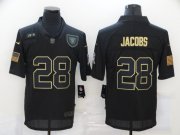 Wholesale Cheap Men's Las Vegas Raiders #28 Josh Jacobs Black 2020 Salute To Service Stitched NFL Nike Limited Jersey