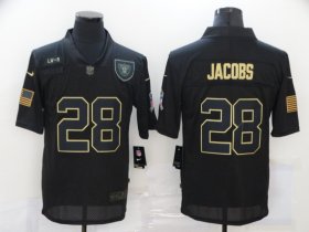 Wholesale Cheap Men\'s Las Vegas Raiders #28 Josh Jacobs Black 2020 Salute To Service Stitched NFL Nike Limited Jersey