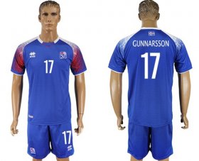 Wholesale Cheap Iceland #17 Gunnarsson Home Soccer Country Jersey