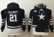 Wholesale Cheap Nike Cowboys #21 Ezekiel Elliott Navy/White Youth Name & Number Pullover NFL Hoodie