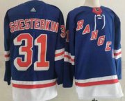 Wholesale Cheap Men's New York Rangers #31 Igor Shesterkin Blue Authentic Adidas Jersey