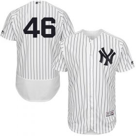 Wholesale Cheap Yankees #46 Andy Pettitte White Strip Flexbase Authentic Collection Stitched MLB Jersey