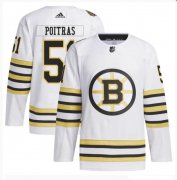 Cheap Men's Boston Bruins #51 Matthew Poitras White 100th Anniversary Stitched Jersey