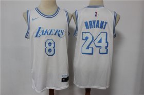 Wholesale Cheap Men\'s Los Angeles Lakers #8 #24 Kobe Bryant White NEW 2021 Nike City Edition Stitched Jersey