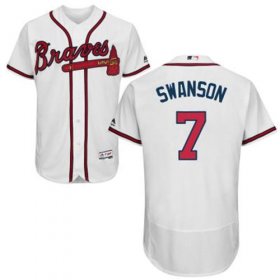 Wholesale Cheap Braves #7 Dansby Swanson White Flexbase Authentic Collection Stitched MLB Jersey