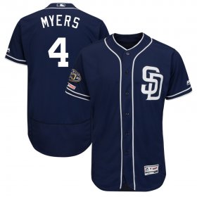 Wholesale Cheap Men\'s San Diego Padres 4 Wil Myers Navy 50th Anniversary and 150th Patch FlexBase Jersey