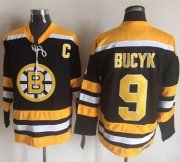 Wholesale Cheap Bruins #9 Johnny Bucyk Black/Yellow CCM Throwback New Stitched NHL Jersey