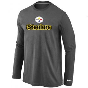 Wholesale Cheap Nike Pittsburgh Steelers Authentic Logo Long Sleeve T-Shirt Dark Grey