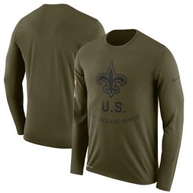Wholesale Cheap Men\'s New Orleans Saints Nike Olive Salute to Service Sideline Legend Performance Long Sleeve T-Shirt