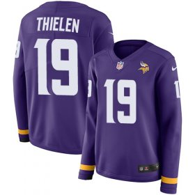 Wholesale Cheap Nike Vikings #19 Adam Thielen Purple Team Color Women\'s Stitched NFL Limited Therma Long Sleeve Jersey