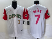 Wholesale Cheap Men's Mexico Baseball #7 Julio Urias Number 2023 White Red World Classic Stitched Jersey 27