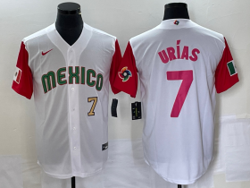 Wholesale Cheap Men\'s Mexico Baseball #7 Julio Urias Number 2023 White Red World Classic Stitched Jersey 27