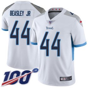 Wholesale Cheap Nike Titans #44 Vic Beasley Jr White Men\'s Stitched NFL 100th Season Vapor Untouchable Limited Jersey