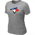 Wholesale Cheap Women's Nike Toronto Blue Jays Authentic Logo T-Shirt Light Grey