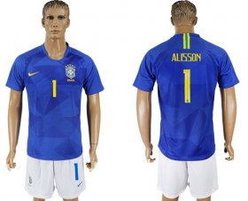 Wholesale Cheap Brazil #1 Alisson Away Soccer Country Jersey