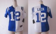 Wholesale Cheap Nike Colts #12 Andrew Luck Royal Blue/White Women's Stitched NFL Elite Split Jersey