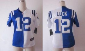 Wholesale Cheap Nike Colts #12 Andrew Luck Royal Blue/White Women\'s Stitched NFL Elite Split Jersey