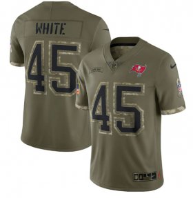 Wholesale Cheap Men\'s Tampa Bay Buccaneers #45 Devin White 2022 Olive Salute To Service Limited Stitched Jersey