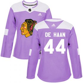Wholesale Cheap Adidas Blackhawks #44 Calvin De Haan Purple Authentic Fights Cancer Women\'s Stitched NHL Jersey