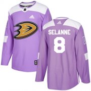 Wholesale Cheap Adidas Ducks #8 Teemu Selanne Purple Authentic Fights Cancer Youth Stitched NHL Jersey