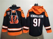 Wholesale Cheap Men's Cincinnati Bengals #91 Trey Hendrickson Orange Black Ageless Must-Have Lace-Up Pullover Hoodie